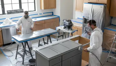 Professional cabinet painting in Louisville KY kitchen by expert local painters