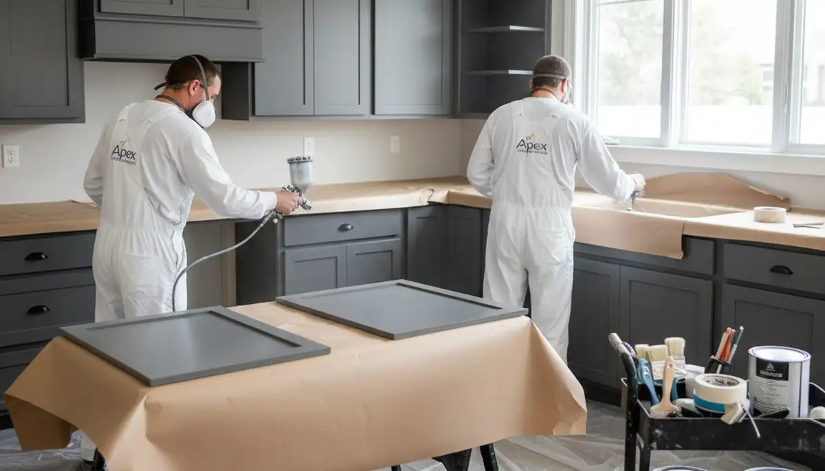Professional cabinet painting in Louisville, KY kitchen by expert house painters for lasting finish