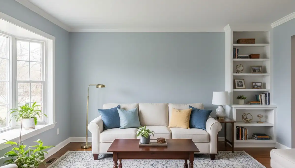 Freshly painted Louisville KY living room with smooth, professional interior finishes and modern colors