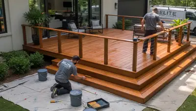 Professional deck staining service in Louisville, KY protecting wood from weather damage