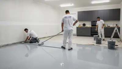 Professional epoxy garage floor coating in Louisville KY by local house painters for lasting durability