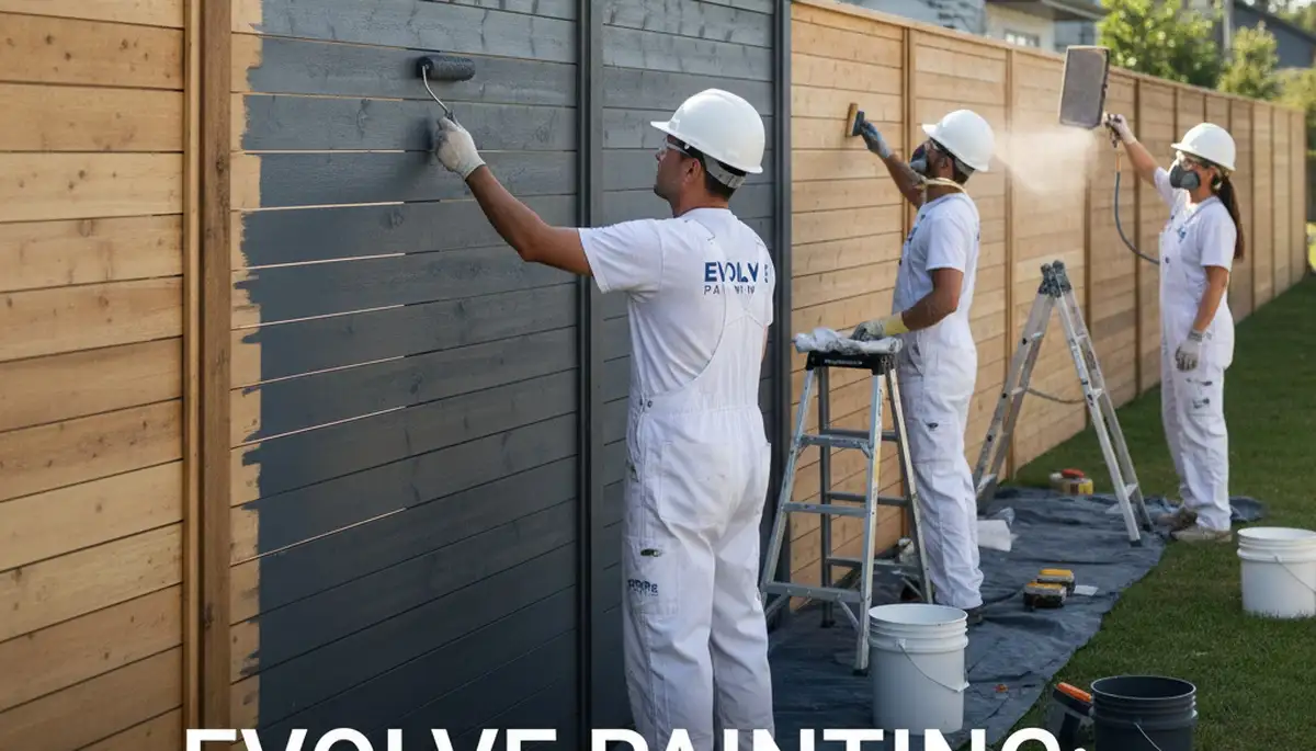 Professional fence painting in Louisville KY showing wood stain finish by local expert painters