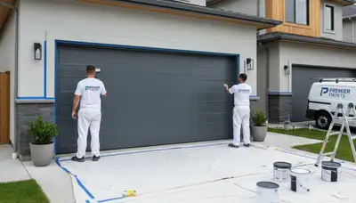 Professional garage door painting in Louisville KY enhancing curb appeal with durable exterior finishes