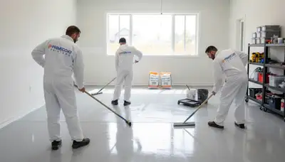 Epoxy garage floor coating in Louisville KY with glossy finish by local painting professionals