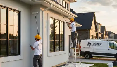 Professional gutter painting on a Louisville KY home exterior by expert local house painters