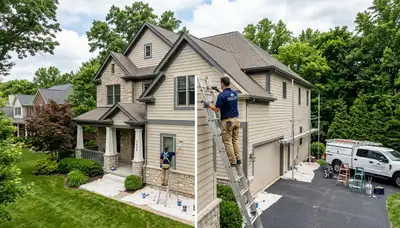 Professional house painters in Louisville KY enhancing home exterior with fresh paint finish