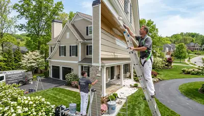 Professional house painters in Louisville KY applying exterior home paint for lasting curb appeal