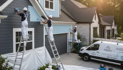 Professional house painters in Louisville KY applying exterior home paint for lasting curb appeal