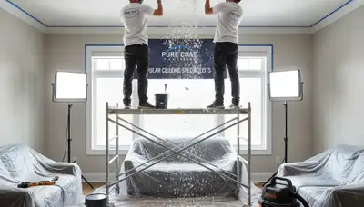 Professional popcorn ceiling removal in Louisville, KY home by expert ceiling painters
