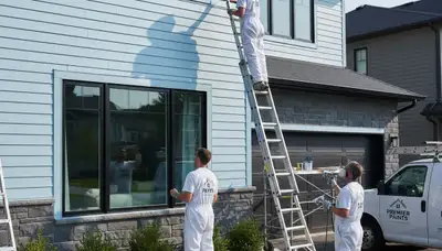 Professional siding painting on Louisville KY home exterior by expert house painters