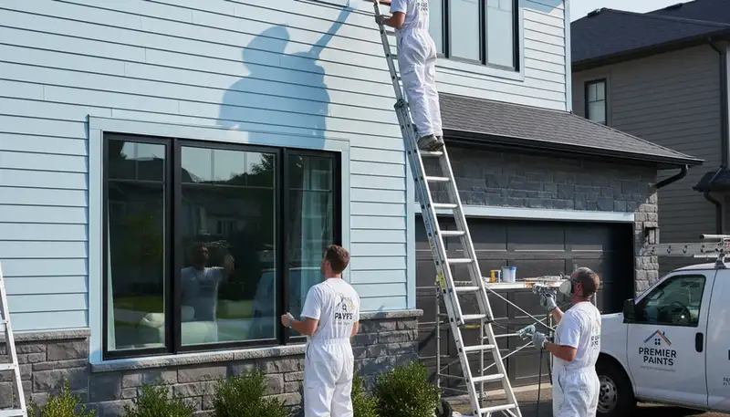 Professional siding painting on Louisville KY home exterior by expert house painters