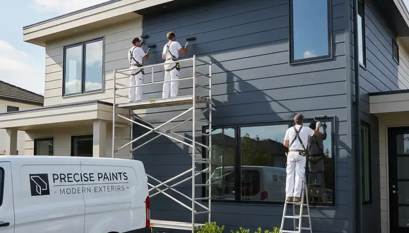 Professional siding painting on Louisville KY home exterior by expert house painters