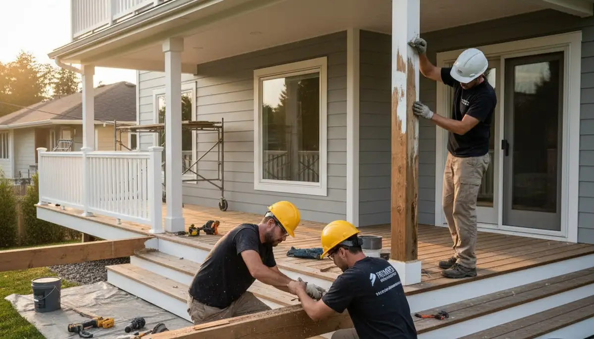 Professional wood rot repair on Louisville KY home exterior by expert carpentry painters